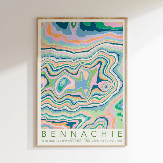 BENNACHIE COLOURFUL TOPOGRAPHY A4 PRINT