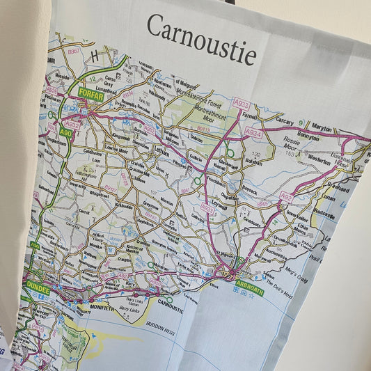 Bespoke Carnoustie OS Map Cotton Teatowel