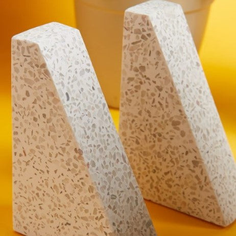 WHITE TERRAZZO BOOKENDS