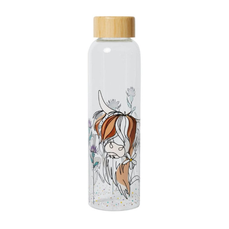 HIGHLAND COW GLASS BOTTLE