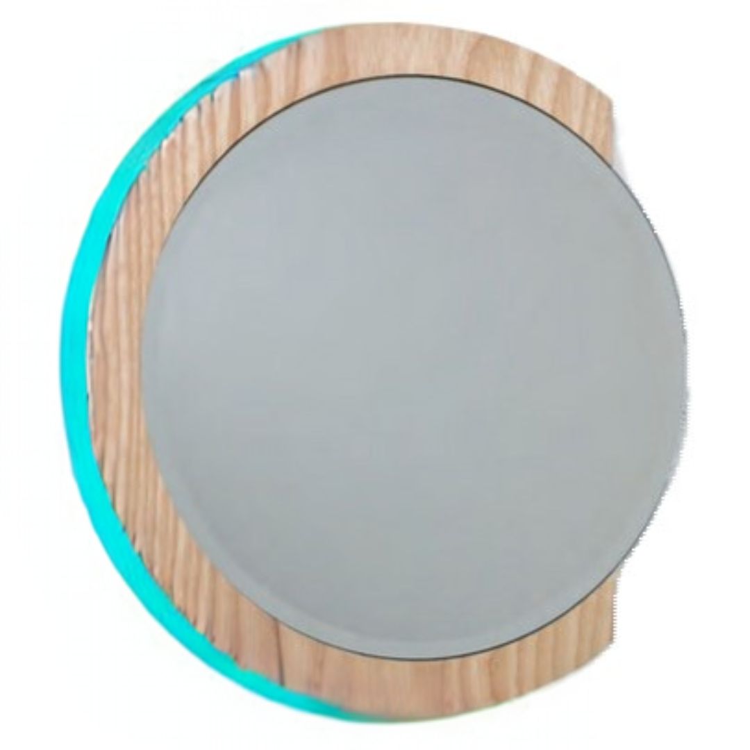Humblewood C-You turquoise handmade wall mirror 32cm