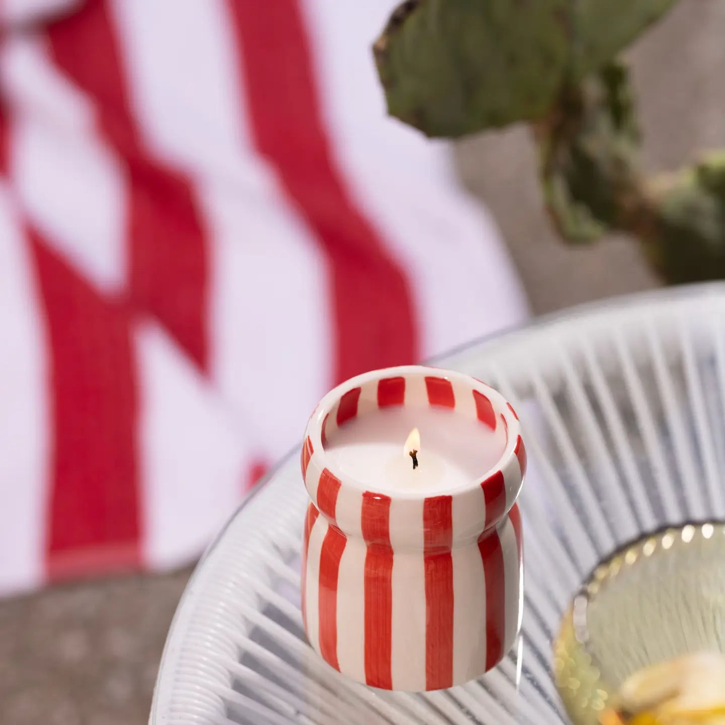 CABANA STRIPED CERAMIC CANDLES