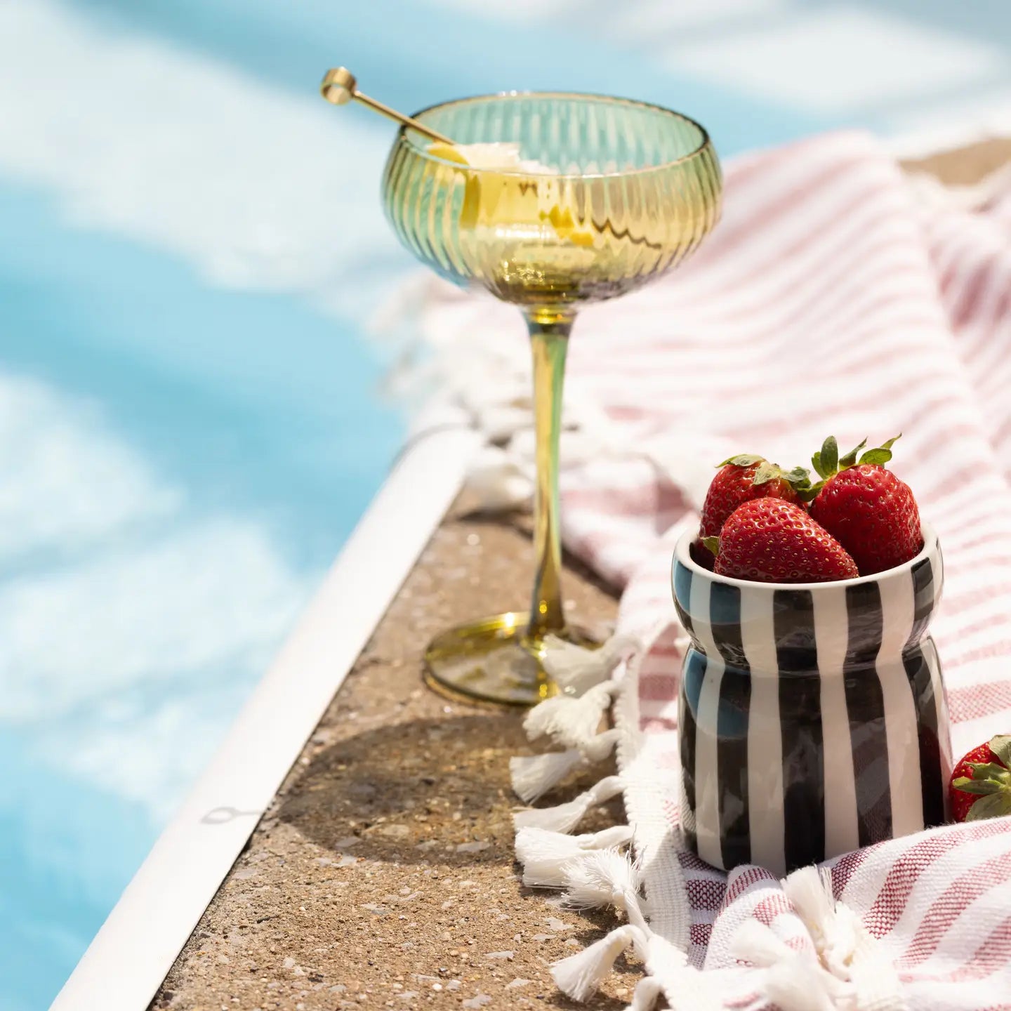 CABANA STRIPED CERAMIC CANDLES