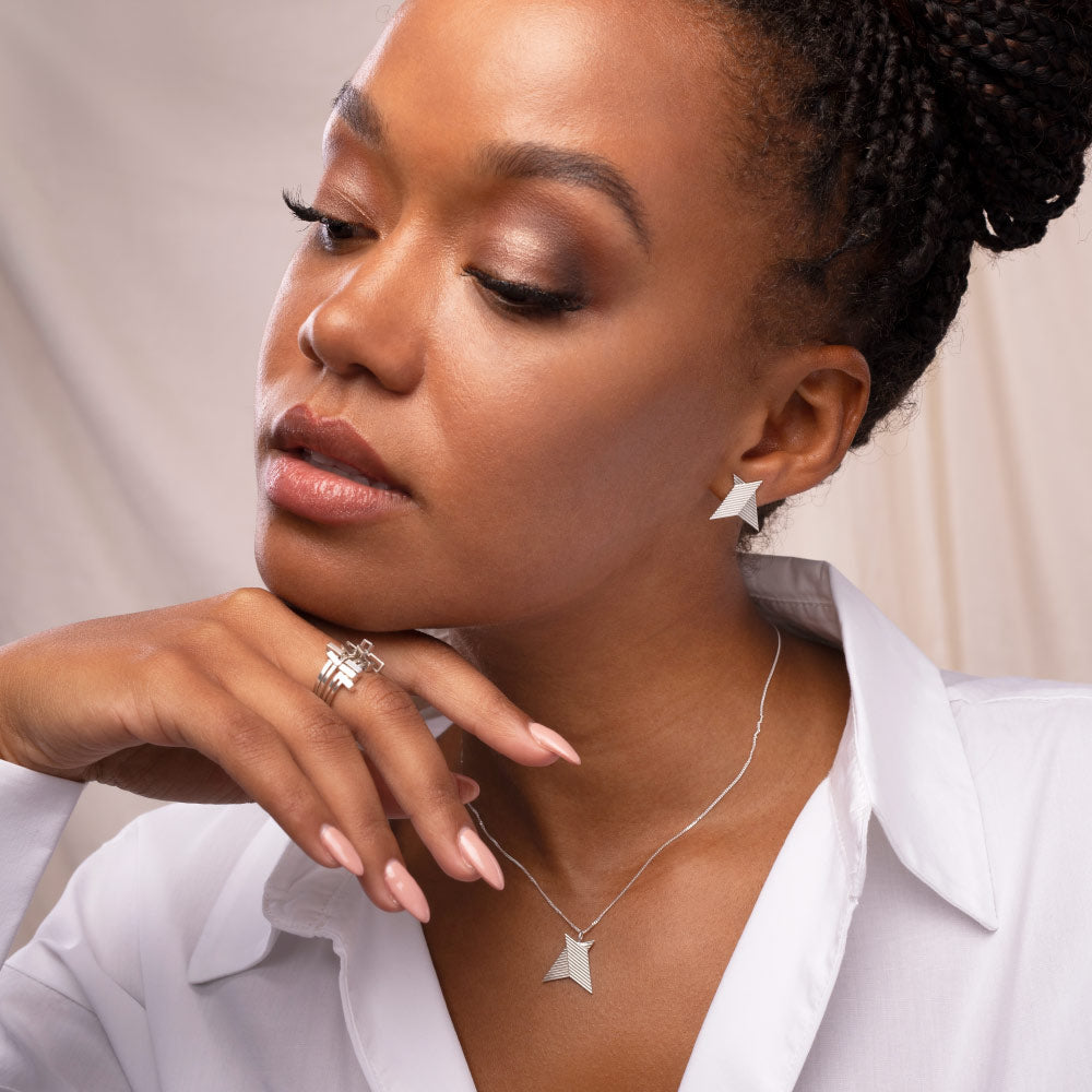 CHEVRON STERLING SILVER EARRINGS