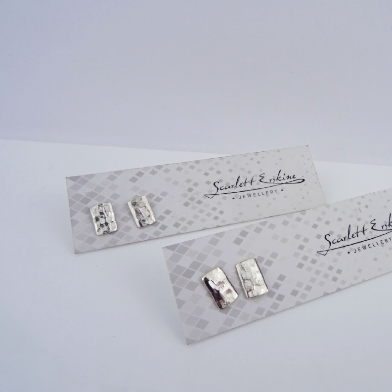 Scarlett Erskine Sterling Silver Chunky Stud Earrings, featuring a contemporary chunky design made from sterling silver offcuts from ring-making workshops.