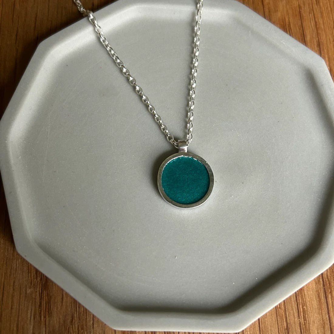 Circle enamel necklace handmade Dundee silver jewellery