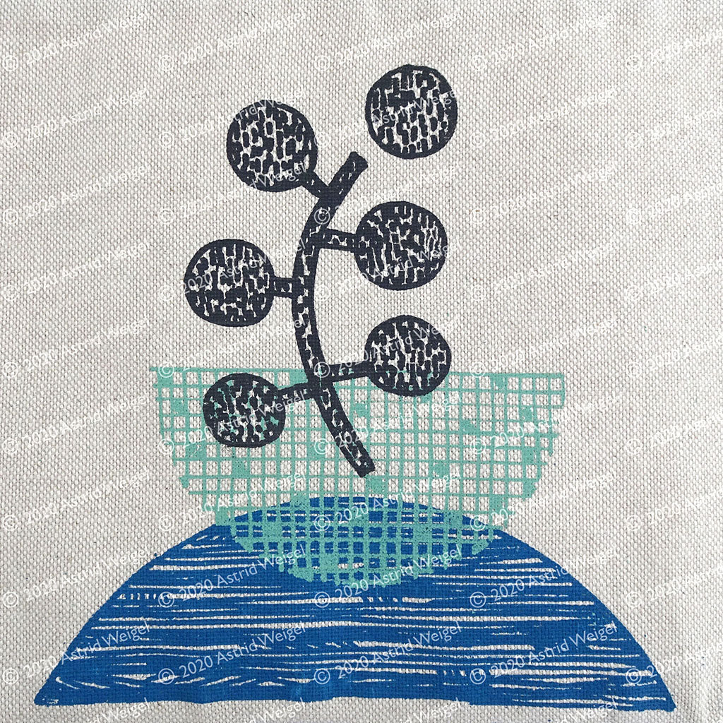 FABRIC VASE COVER - Blue/Mint