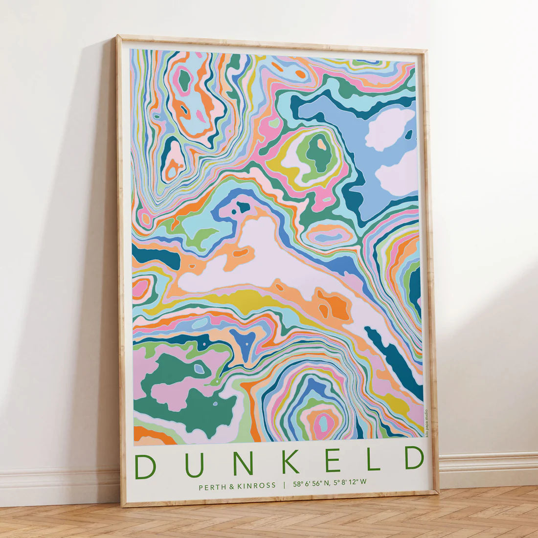 DUNKELD COLOURFUL TOPOGRAPHY A4 PRINT