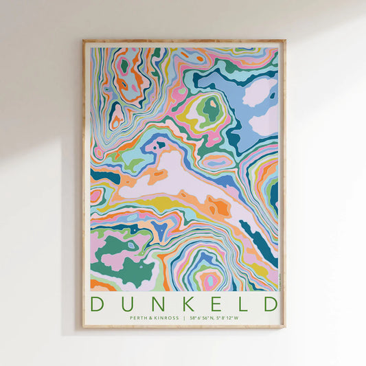 DUNKELD COLOURFUL TOPOGRAPHY A4 PRINT