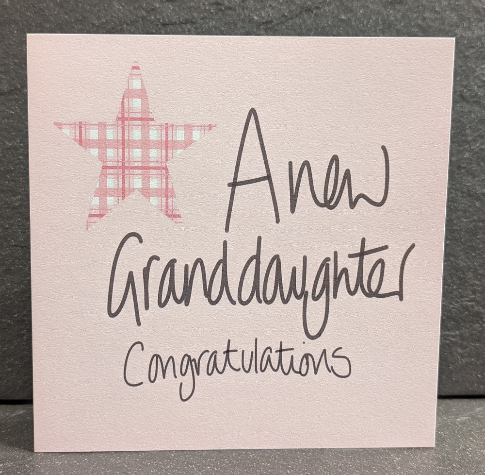New granddaughter pink card by F&B Cards, FSC certified, blank inside, 150x150mm, includes white envelope
