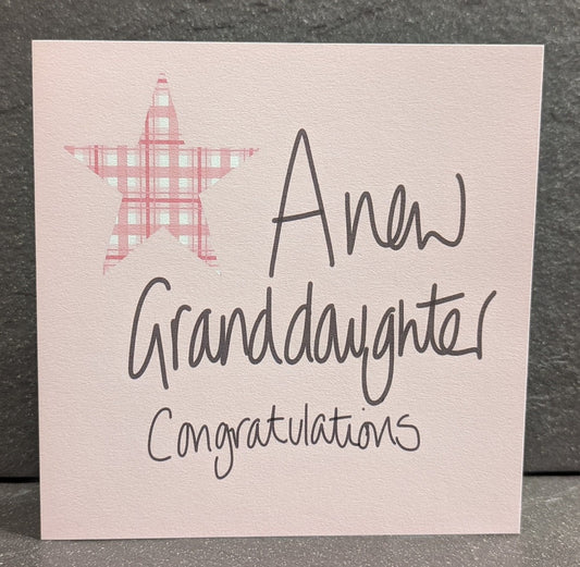New granddaughter pink card by F&B Cards, FSC certified, blank inside, 150x150mm, includes white envelope
