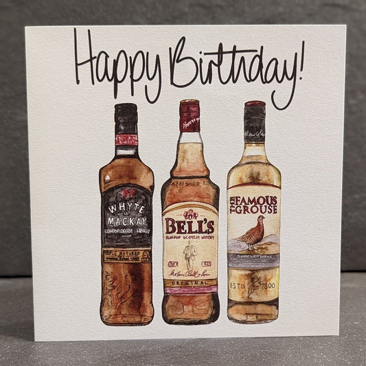 HAPPY BIRTHDAY - BELLS WHISKY TRIO CARD