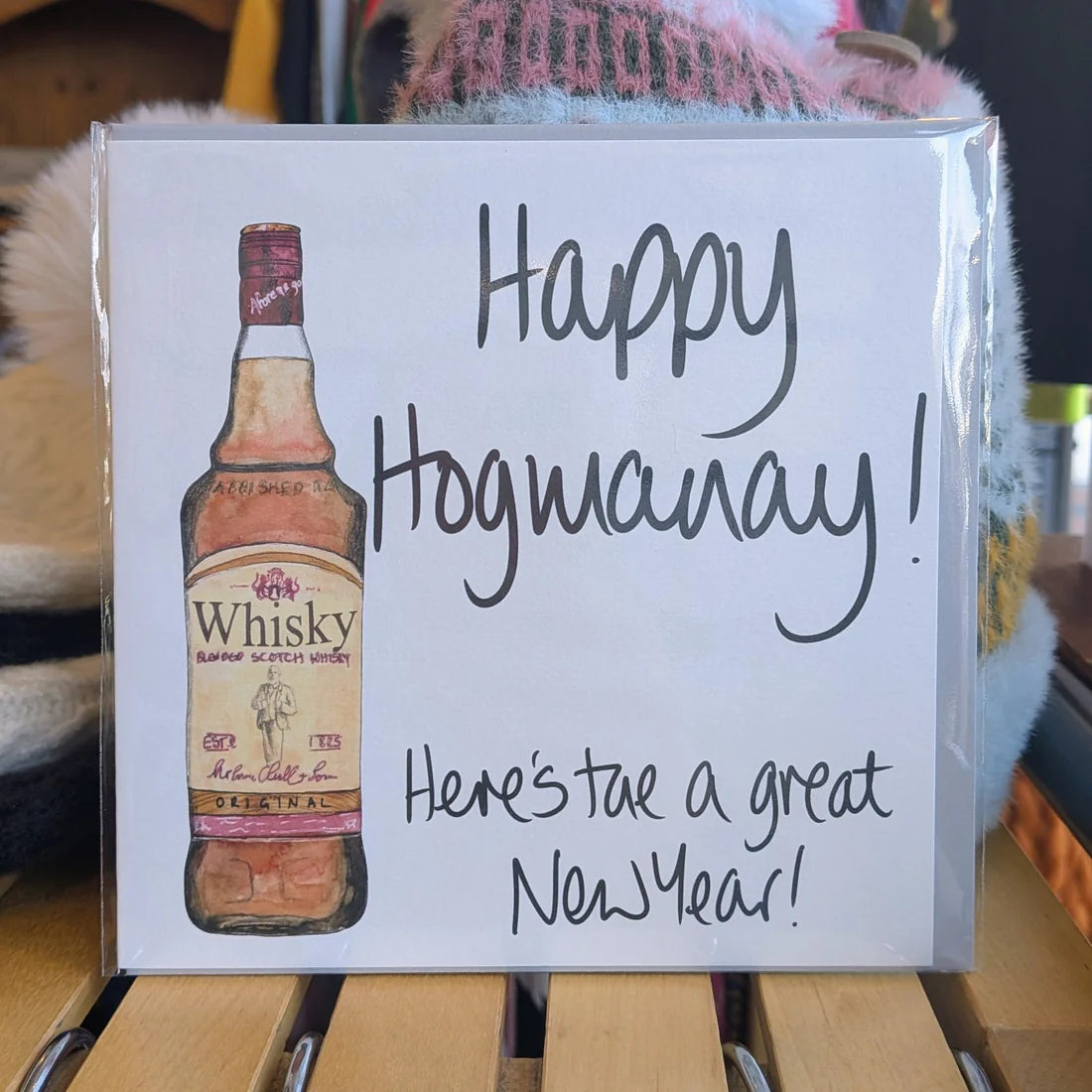 Scottish Card - Whisky bottle with 'Happy Hogmanay! Here's tae a great New Year!' by F&B Cards