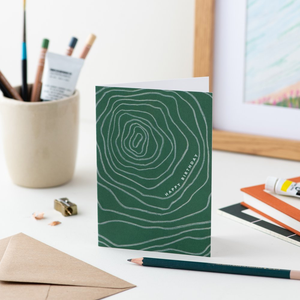 GREEN CONTOUR BIRTHDAY CARD