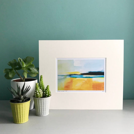 Indian Summer landscape print by Victoria Wylie inspired by Lunan Bay, Angus coast