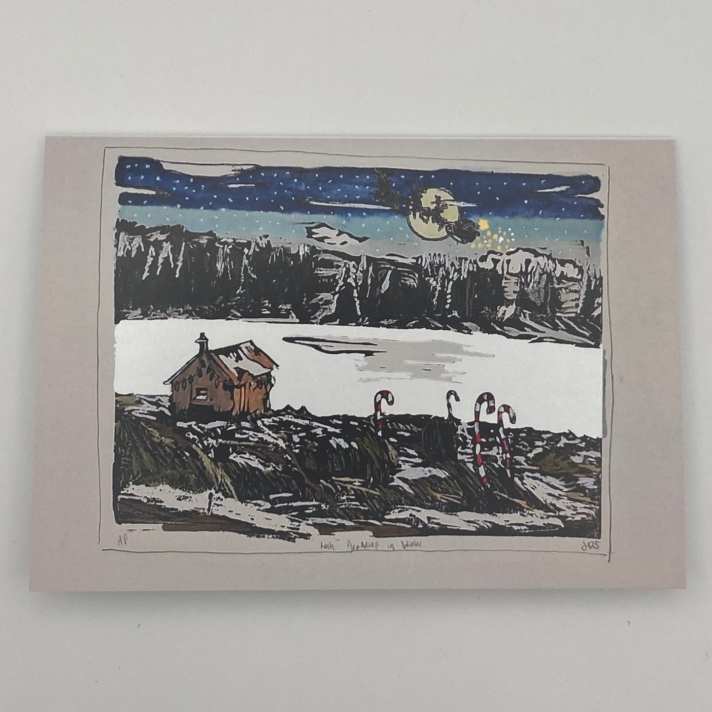 Christmas Card of Loch Drummore featuring a festive scene with winter Christmas accents.