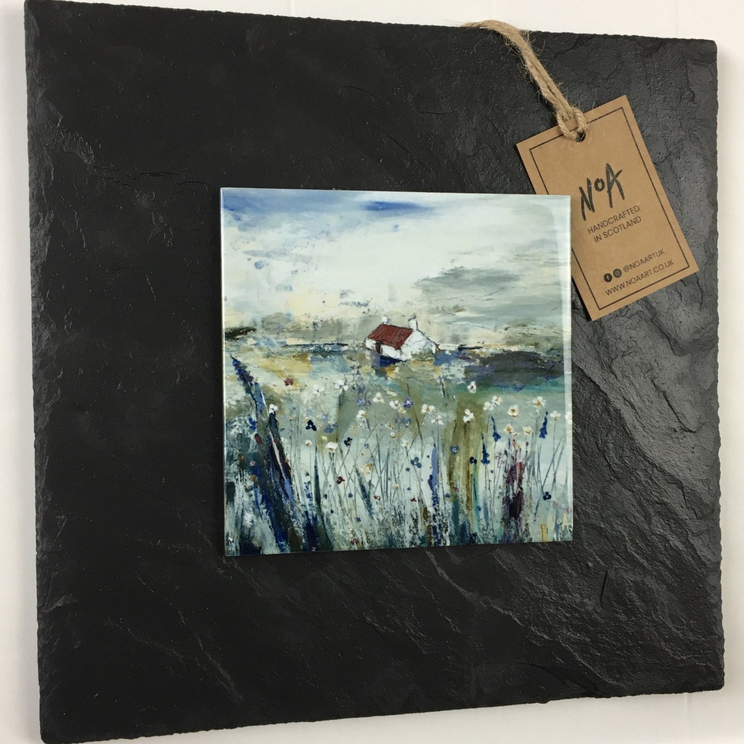 Glossy ceramic tile print of Tin Roof by NOA Art, slate-mounted