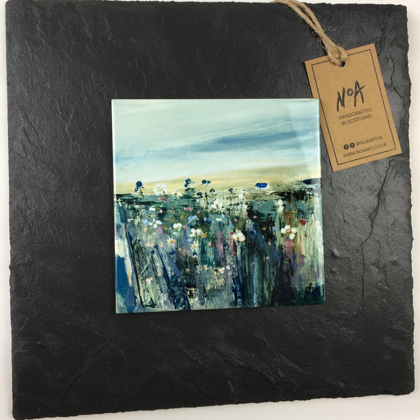 Wild Flowers ceramic tile print by NOA Art, slate mounted