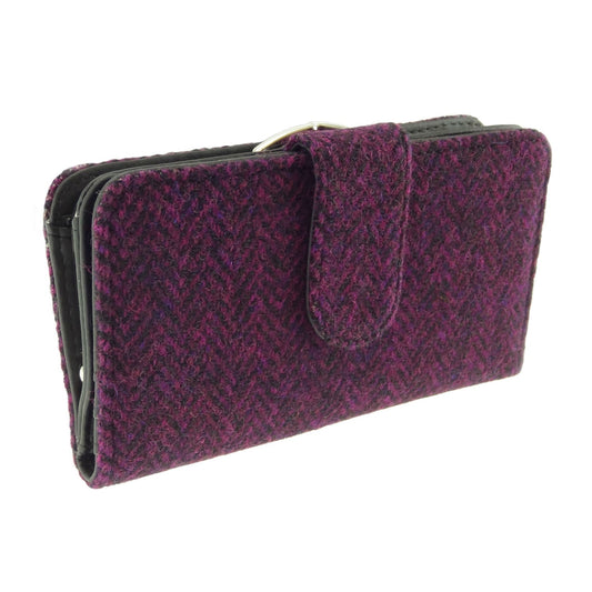 HARRIS TWEED - LONG PURSE - BURGUNDY