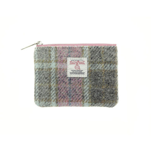 HARRIS TWEED - SMALL ZIP PURSE - SOFT PINK BUCHANAN