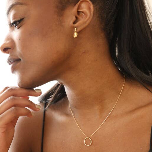 Lisa Angel Hammered Halo Pendant Necklace in Gold 2