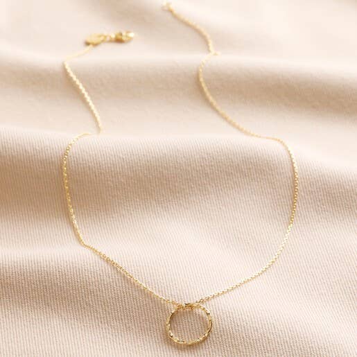 Lisa Angel Hammered Halo Pendant Necklace in Gold 3