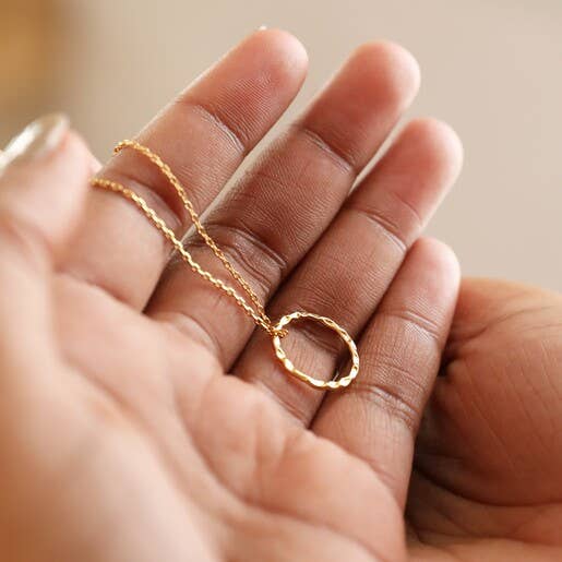 Lisa Angel Hammered Halo Pendant Necklace in Gold 4