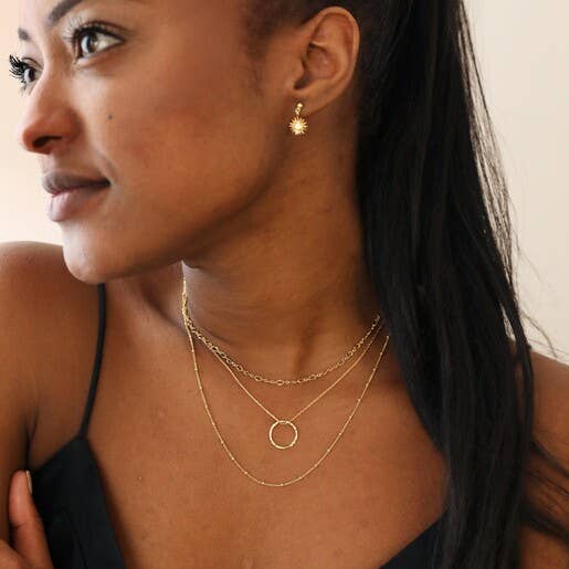 Lisa Angel Hammered Halo Pendant Necklace in Gold 5