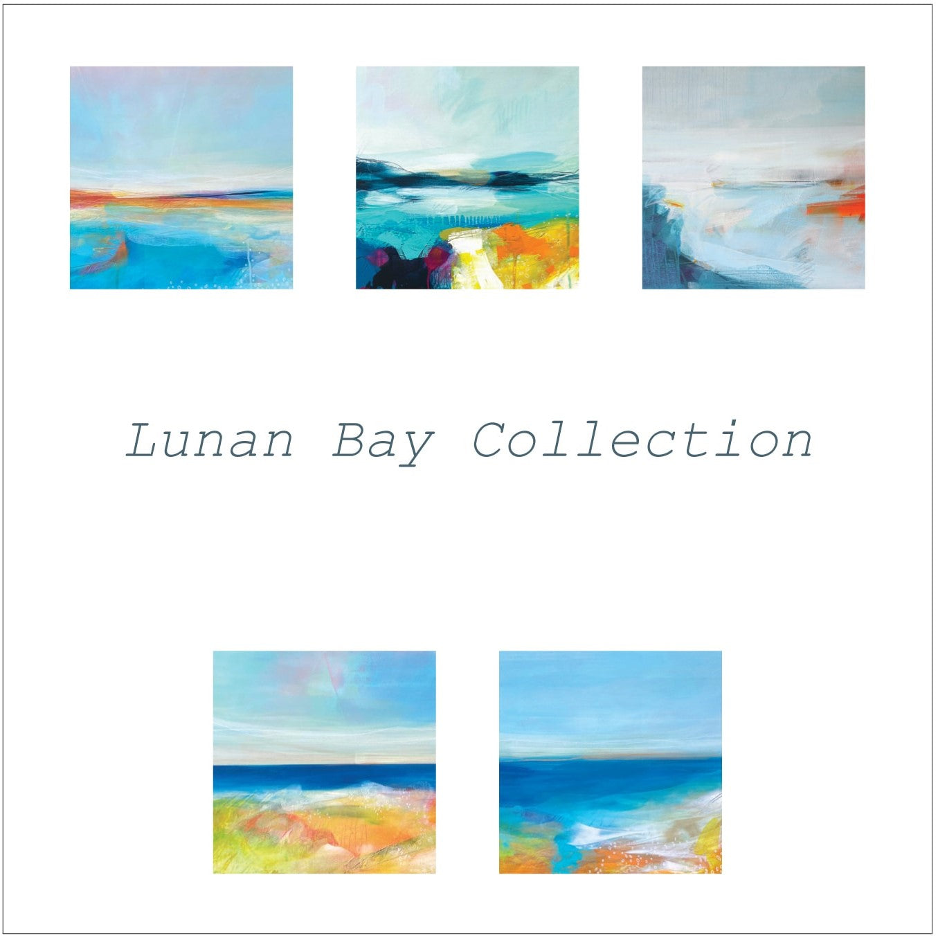 Set of five 10x10cm blank greeting cards with assorted Lunan Bay designs, printed on 350g GenYous® paper