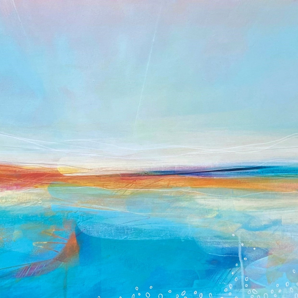 Limited edition coastal art print of Lunan Bay, Angus, in soft white mount, inspired by the Scottish coastline