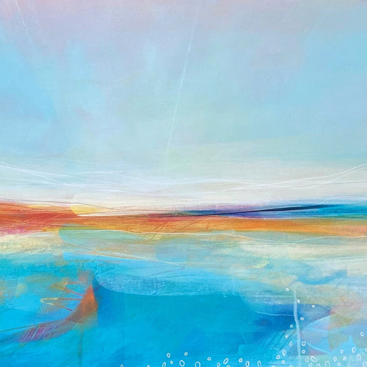 Limited edition coastal art print of Lunan Bay, Angus, in soft white mount, inspired by the Scottish coastline