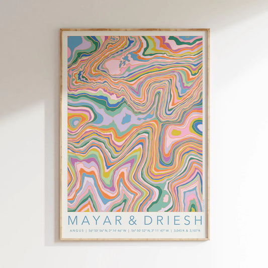 MAYAR & DRIESH COLOURFUL TOPOGRAPHY A4 PRINT