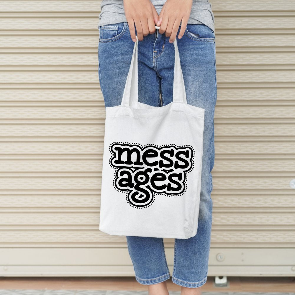 Messages organic cotton tote bag by Hause & Havers with a Scottish phrase and black printed design