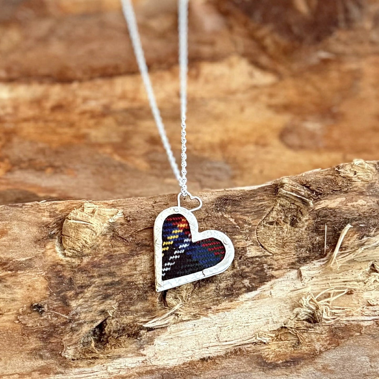 HEART SILVER + TARTAN NECKLACE