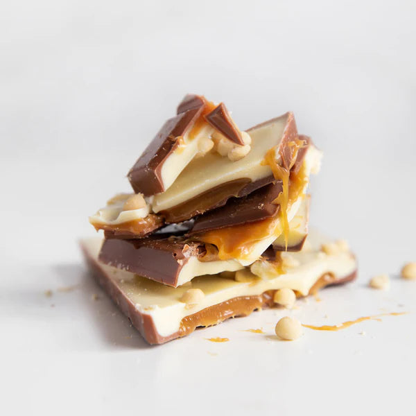 Millionaire’s Shortbread-inspired chocolate bar with biscuit, caramel, and milk chocolate, handmade in Edinburgh, 100g