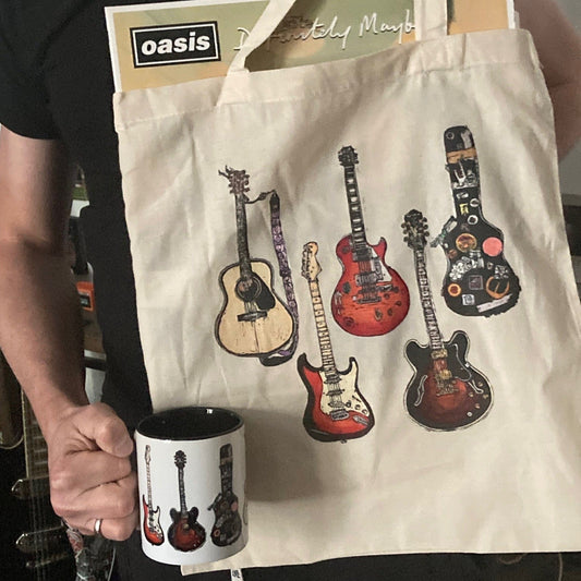 Guitar tote bag made from 100% cotton, ethically produced, 38x42cm