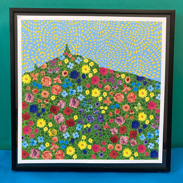 Floral cityscape illustration of Law Hill in Dundee by Louise Kirby