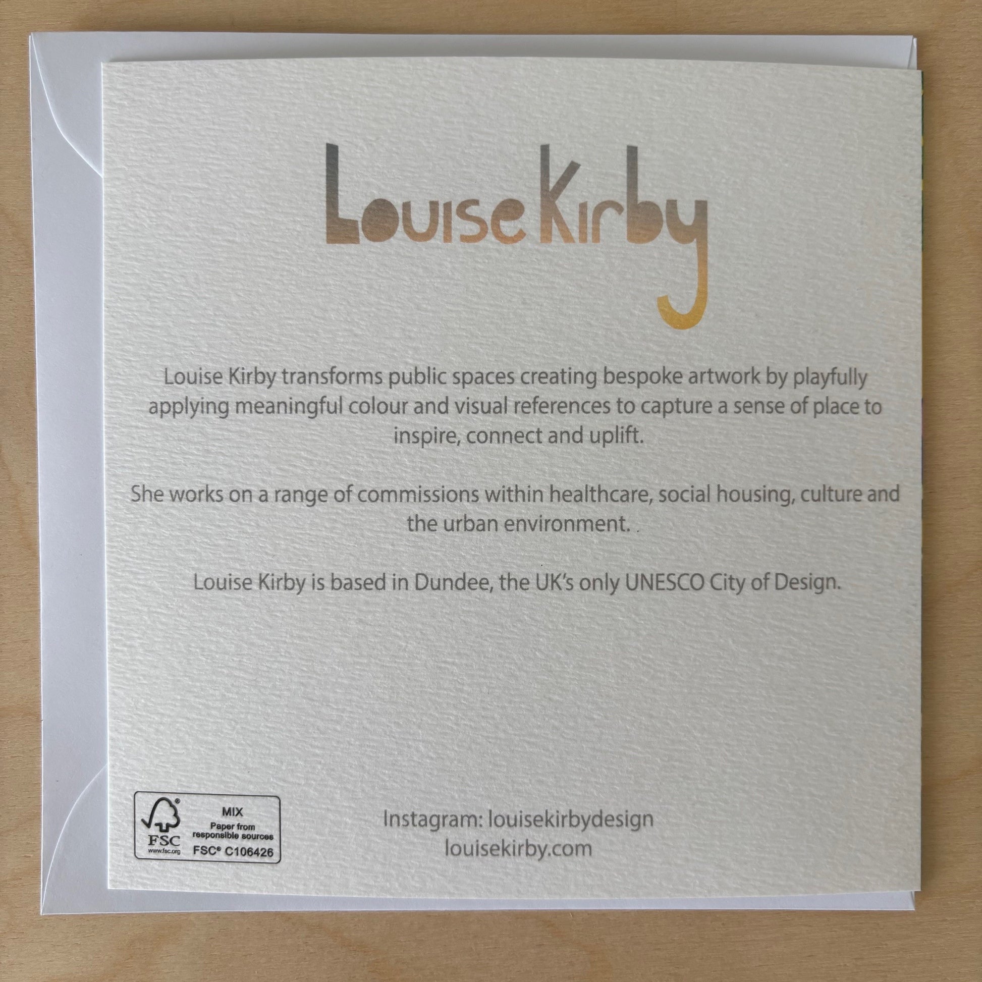 Nature-inspired card with abstract organic patterns by Dundee illustrator Louise Kirby