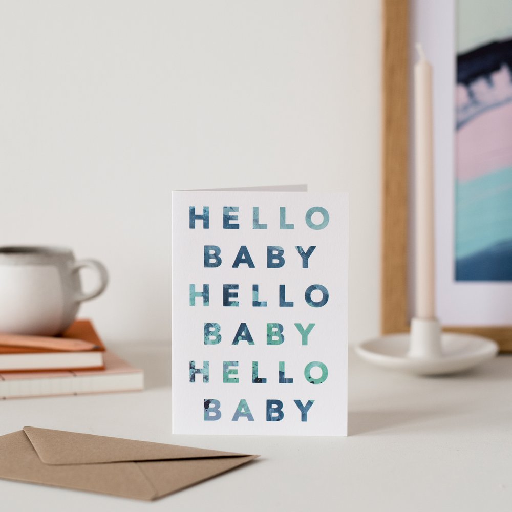 BLUE HELLO BABY CARD