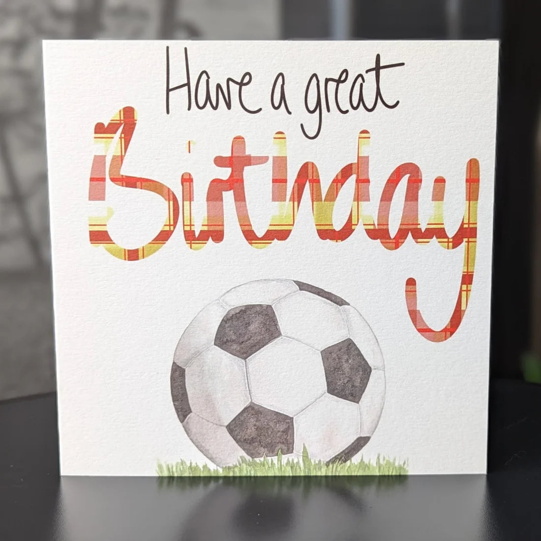 Have a Great Birthday football card by F&B Cards, FSC certified, 150x150mm, blank inside, Red