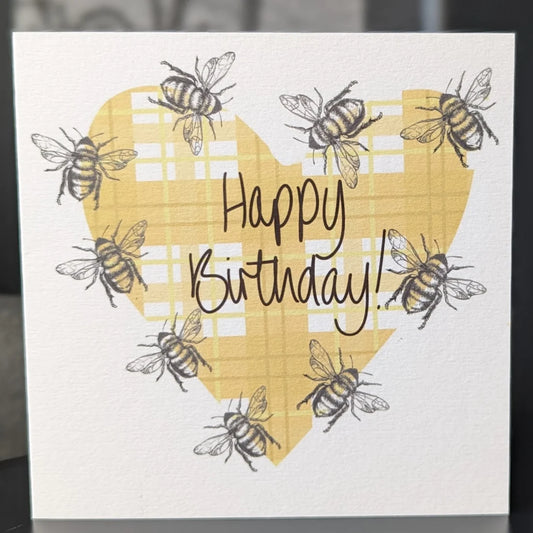 HAPPY BIRTHDAY - HEART BEE CARD