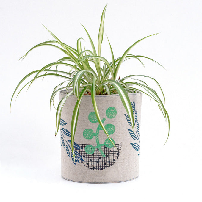 PLANT POT COVER - Blue/Mint