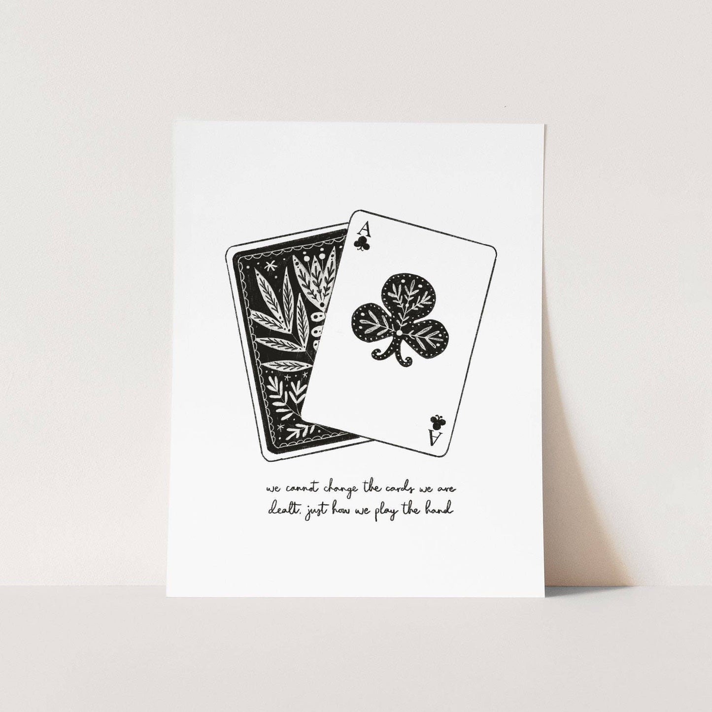 Playing Cards quote A4 typographic wall art print on textured 300gsm card motivational home decor