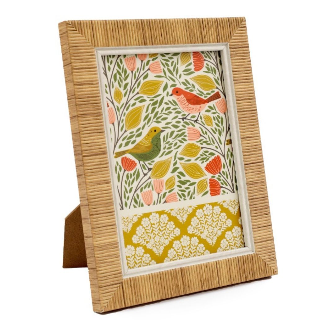 Songbird rattan effect photo frame decorative 4x6 or 5x7 frame