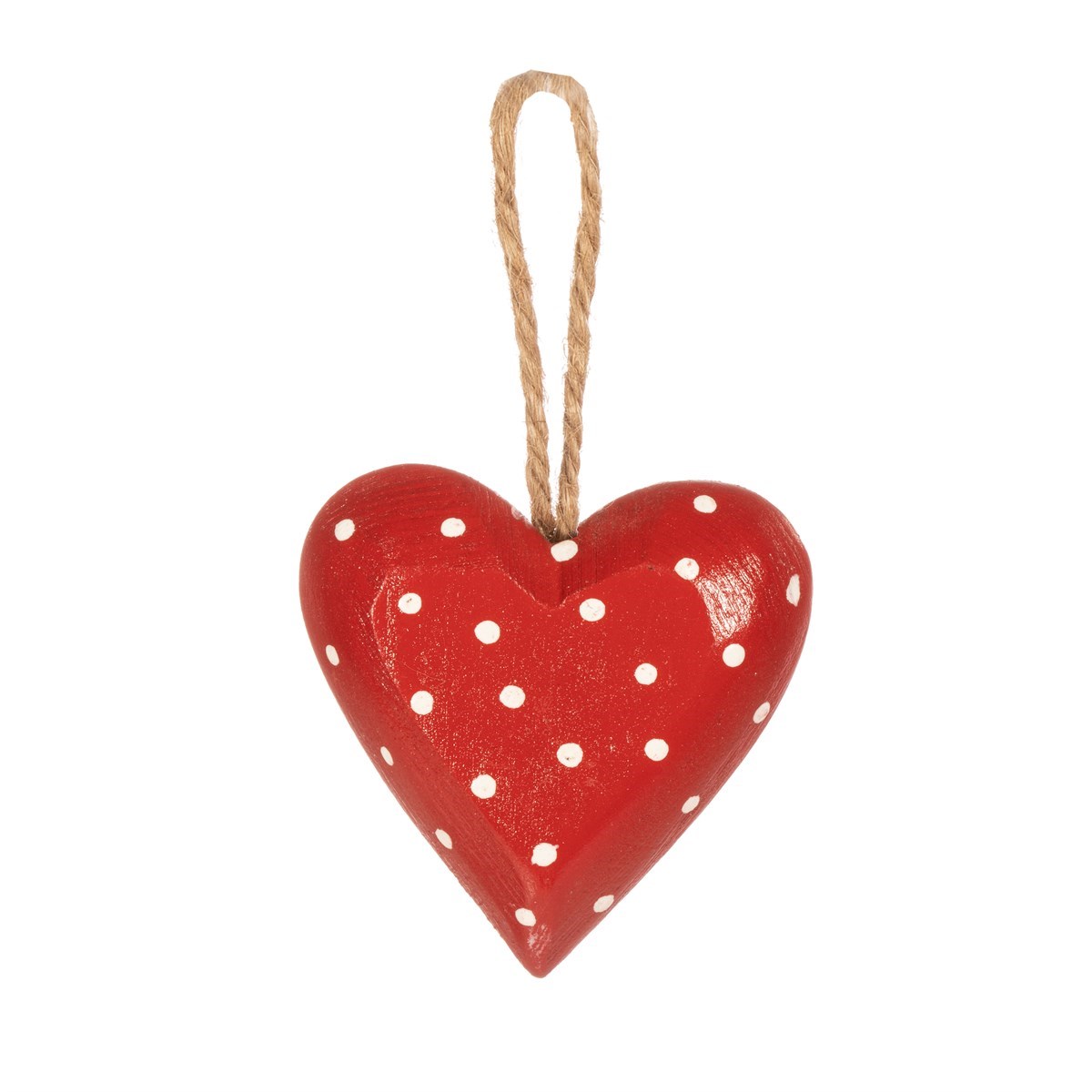 RED POLKA DOT WOODEN HEART