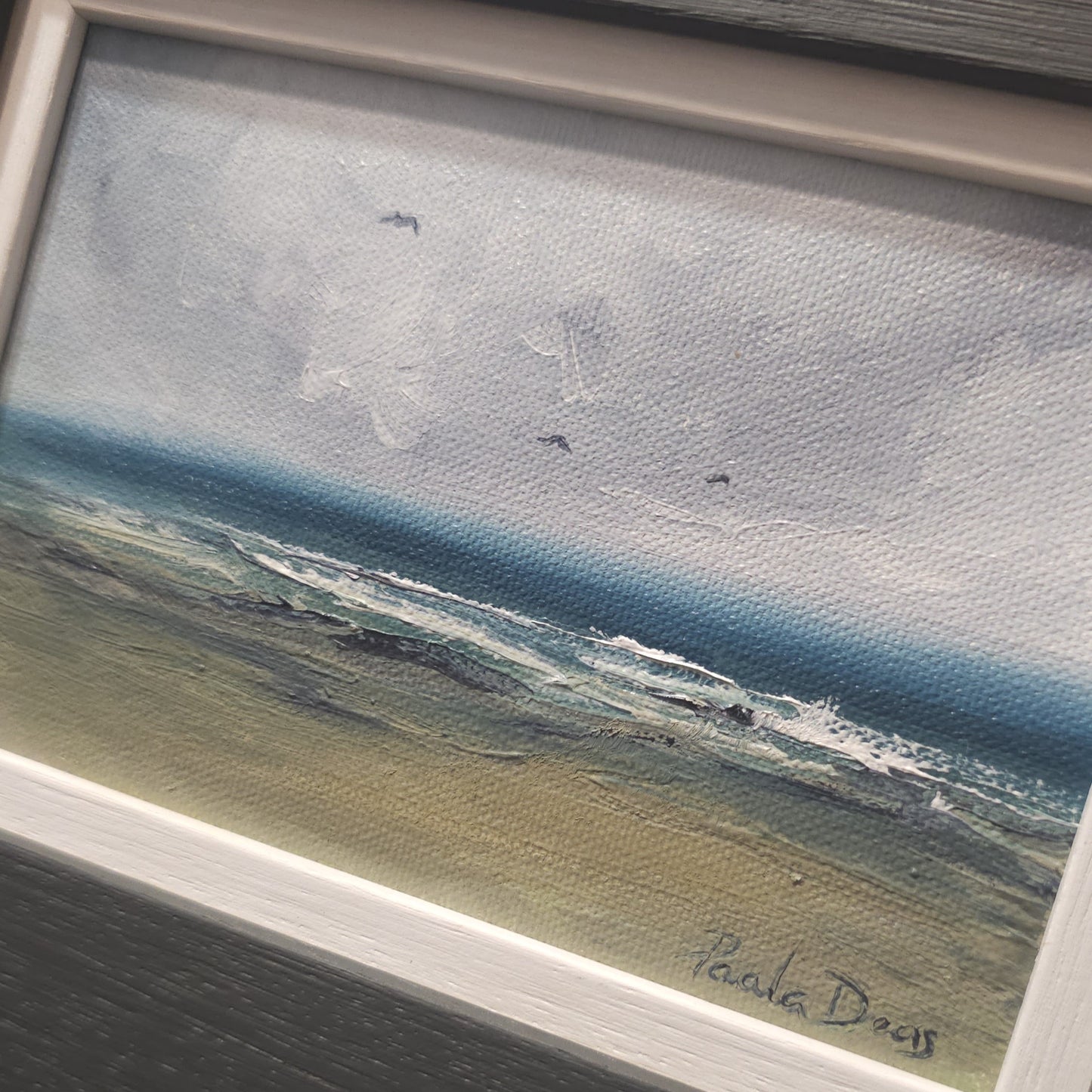 Scottish Summer Carnoustie Beach original oil painting by Paula Deas framed artwork