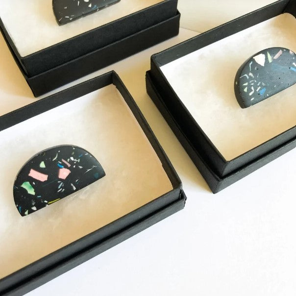 TERRAZZO BROOCH - BLACK