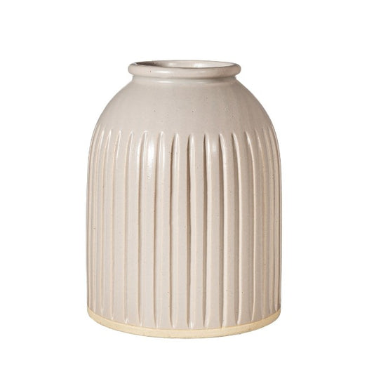 GROOVED LARGE GREY VASE