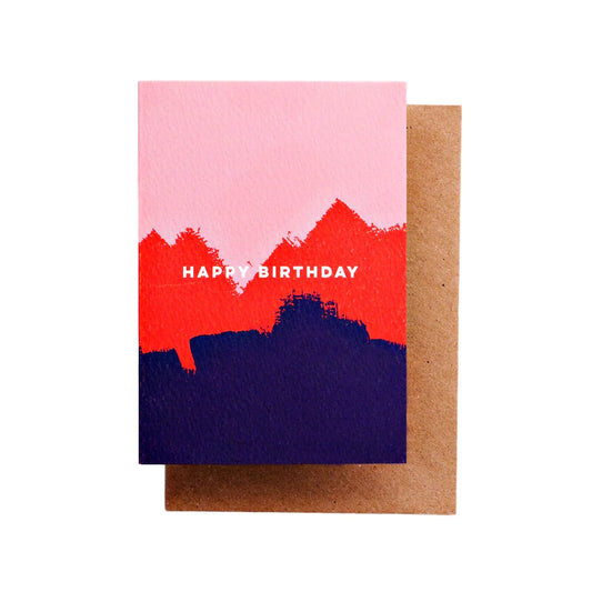 PINK RED BRUSH BIRTHDAY CARD