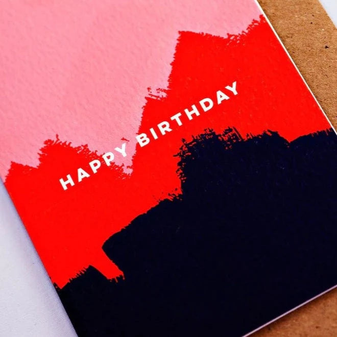 PINK RED BRUSH BIRTHDAY CARD